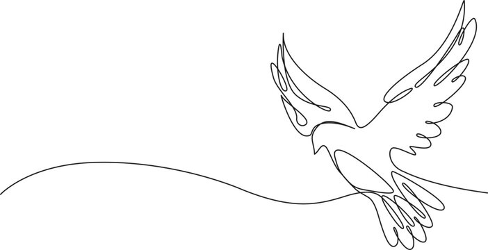 recommend clip art: continuous single line drawing of a dove, line art vector illustration