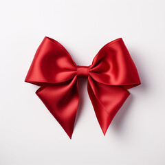 Red ribbon bow on white background