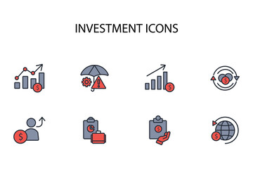 Investment icon set.vector.Editable stroke.linear style sign for use web design,logo.Symbol illustration.