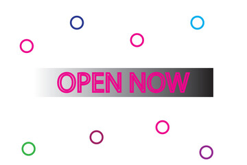 Open now neon exclusive logo, colorful design, element, website banner advertising colorful background business concept shop design vector illustration. 
