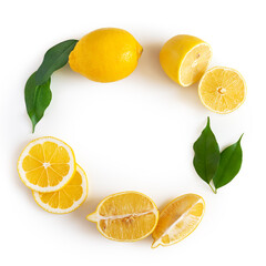 Fresh ripe citrus fruits on a white background