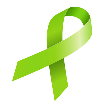 Mental Health Day. Organ Donation Month. Green ribbon. PNG illustration isolated on transparent background	
