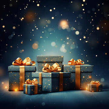 Christmas banner with gifts box generative AI tools.