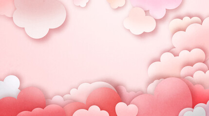 Cute colorful pastel for Valentine's Day background, papercut artwork concept.	