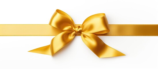 A ribbon made of gold positioned on a background that is isolated and white