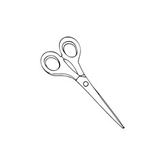 Scissors for needlework sketch vector illustration.  Scissors for paper. Vector doodle hand-drawn scissors illustration isolated on a white background.