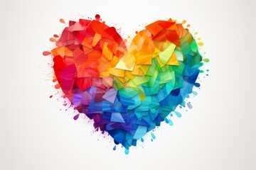 rainbow heart shape on white background. - obrazy, fototapety, plakaty