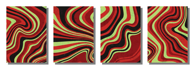 Abstract psychedelic groovy set background.