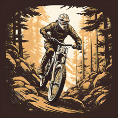 Person riding a bicycle down the hill