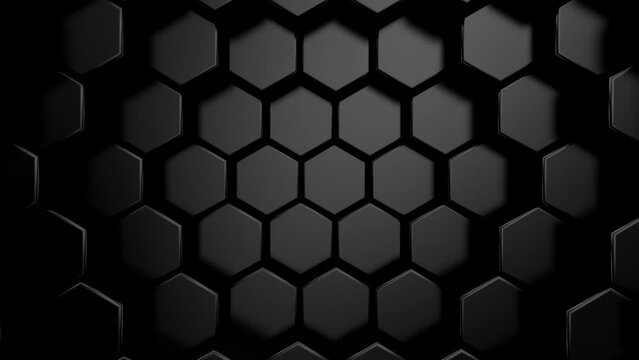 Background of Hexagons. Abstract motion, loop, two color, 3d rendering, 4k resolution
