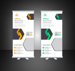 Corporate business roll up or stand banner template with abstract design
