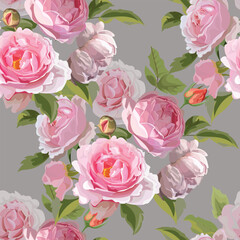 Pink Roses bouquet seamless pattern background