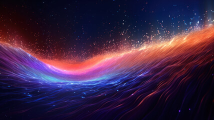 Obraz premium Futuristic Data Technology Background, Abstract Digital Particle Wave
