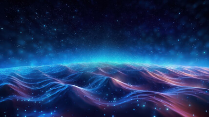 Obraz premium Blue Futuristic Data Wave Background