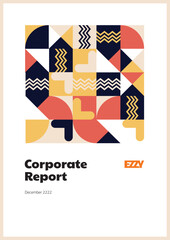Report cover with pastel colored pattern. Suitable for office, school, organization, and company.