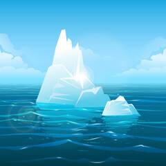Blue Huge Iceberg in The Ocean Vector illustration