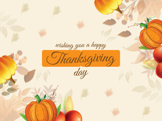 Colorful thanksgiving with fallen leaves apples and invitation background design 07