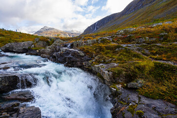 Autumn landscape in Trollstigen road in south Norway in Europe