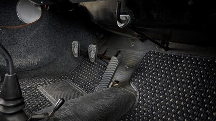 Pedals inside of a car