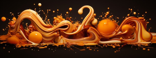 Caramel splash milk sauce chocolate liquid background cream explosion png toffee food falling....