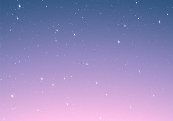 Stars in the sky on the sunrise or sundown. Abstract background with colorful dawn and stars.