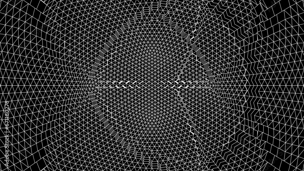 Poster Geometric grid background with 80s styled mesh. Cyberpunk abstract background with retro computer grid.