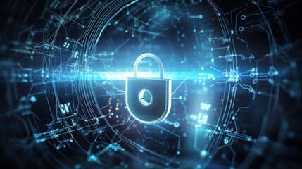 Fototapeta na wymiar Cybersecurity, Data Privacy in the Digital Age in a Connected World, digital lock key