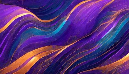 Keuken foto achterwand Abstract blue and purple liquid wavy shapes futuristic banner. Glowing retro waves background © CreativeStock