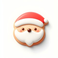 Christmas santa claus cookie on white background