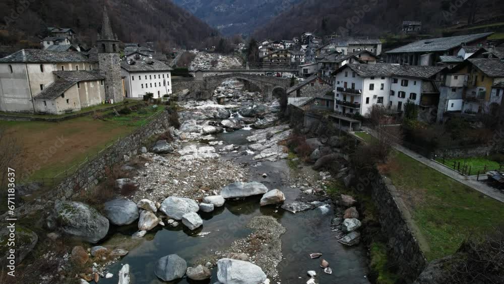 Wall mural most beautiful alpine villages of northern italy- lillianes, medieval borgo in valle d'aosta region,