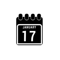 Calendar displaying page of the day 17 (seventeenth) of the January - Day 17 of the month. Illustration
