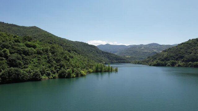 aerial green forest and lake