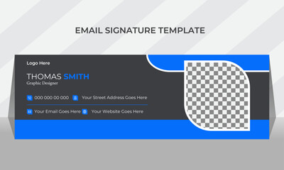 Modern and minimalist email signature or email footer template, minimal style email signature card template in horizontal design