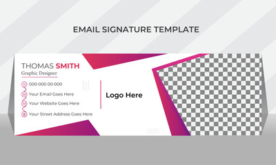 Modern and minimalist email signature or email footer template, minimal style email signature card template in horizontal design