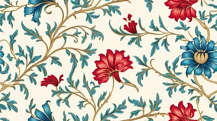  Mughal flower seamless traditional pattern on color background © Vinayaka7
