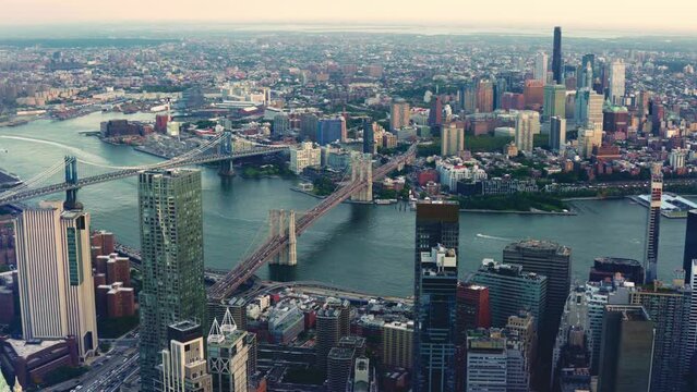 Finanzviertel Manhattan Bridge, and Brooklyn Bridge, nyc