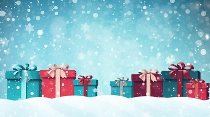 Christmas and Holiday Gifts Snow Winter Background stock illustration