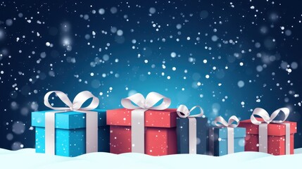 Christmas and Holiday Gifts Snow Winter Background stock illustration