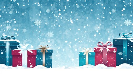 Christmas and Holiday Gifts Snow Winter Background stock illustration