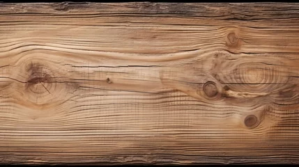 Zelfklevend Fotobehang brown wooden plank desk table background texture top view © Muhammad