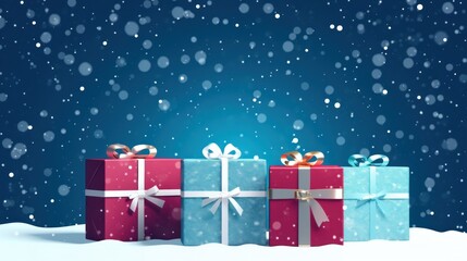 Christmas and Holiday Gifts Snow Winter Background stock illustration