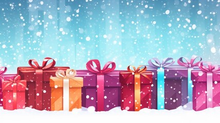 Christmas and Holiday Gifts Snow Winter Background stock illustration