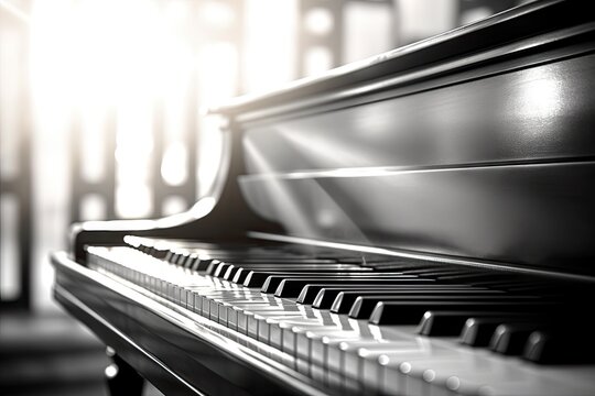 a black and white image of a piano and keyboard background Generative AI