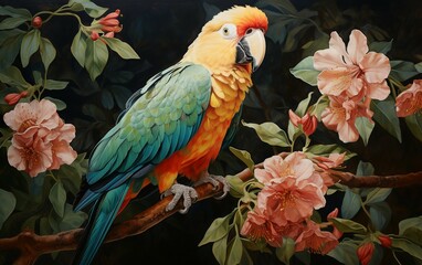 Watercolor Jungle Dreams, Macaw bird