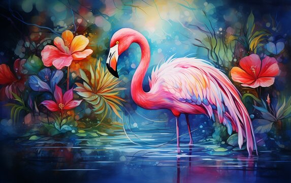 Watercolor flamingo Artistry
