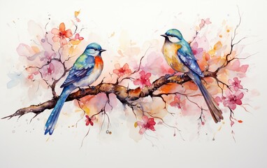 Branch Landscape with Birds, Wall Art
