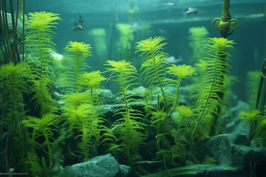 Cabomba aquatic plant in aquarium