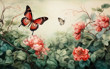 Butterfly Vintage Background with Classic Flair