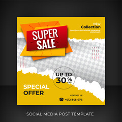 	
Super sale social media post free template