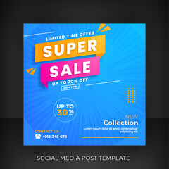 	
Super sale social media post design